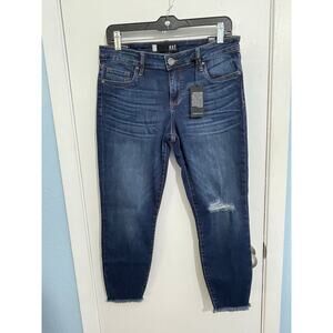 Kut From the Kloth Jeans Size 6 Donna Midrise Crop Skinny Distressed Raw Hem NWT